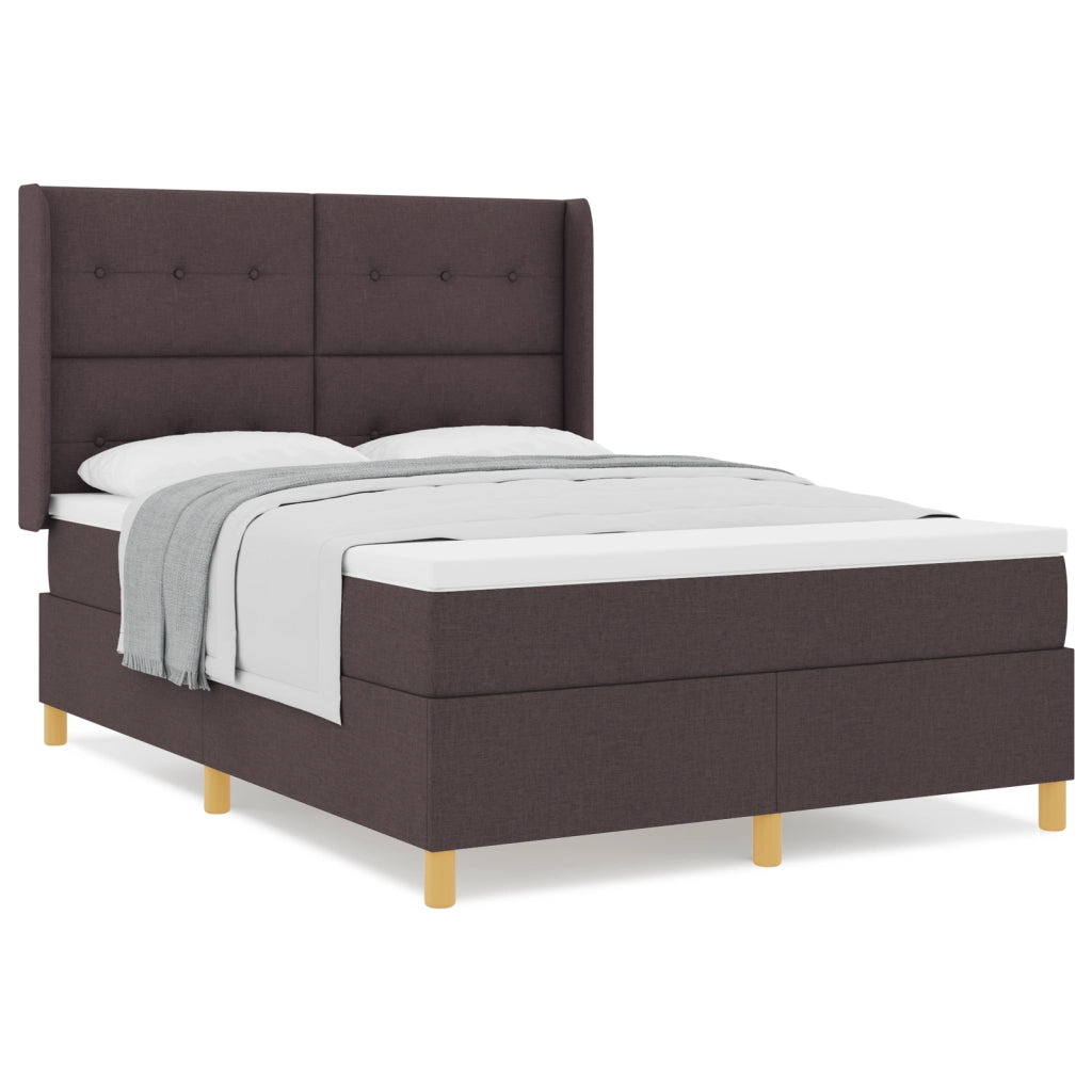 Letto a Box con Materasso Marrone Scuro 140x190 cm Tessuto