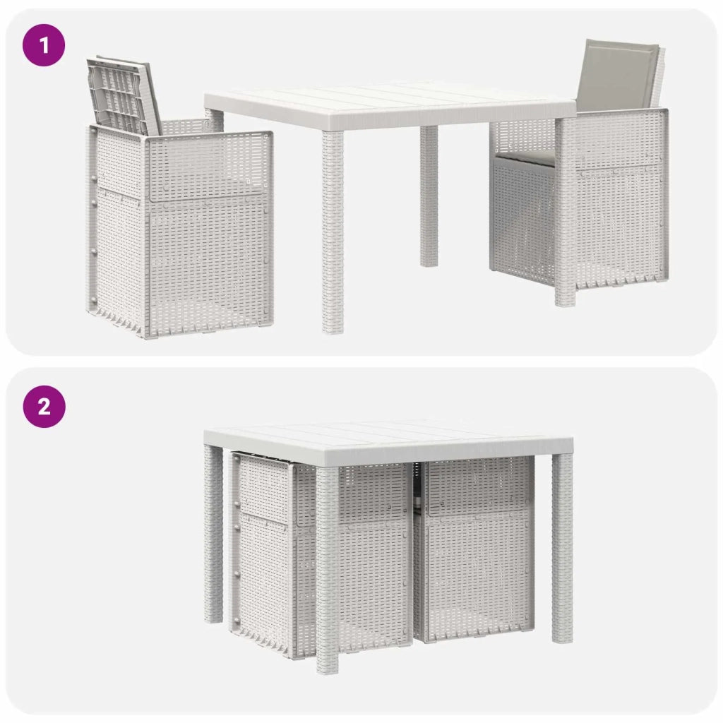 Set da Pranzo per Giardino 3 pcs Bianco e Grigio Chiaro PP 3430050