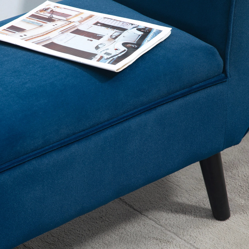Divano imbottito con contenitore e braccioli ¨C zephmum ¨C Tessuto velluto, Blu, 118x42x66cm