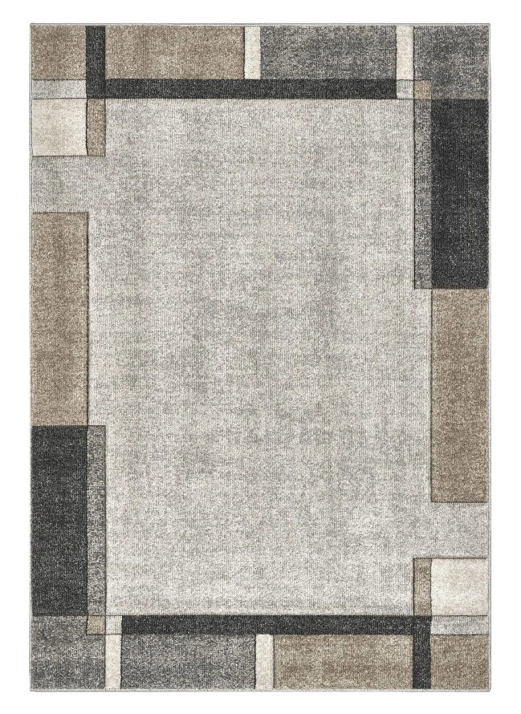 Tappeto FUNNY F8541 grigio beige cm.240x340 disegno cornice moderna geometrica