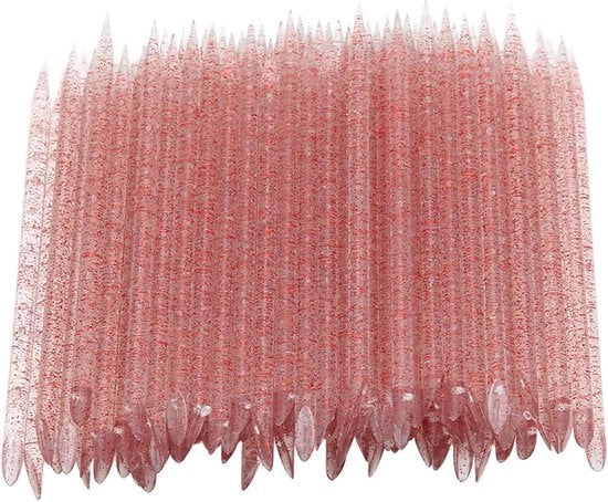 Strumento per sollevare le cuticole a doppio capo per manicure e pedicure - 100 pz - Rosso scarlatto.