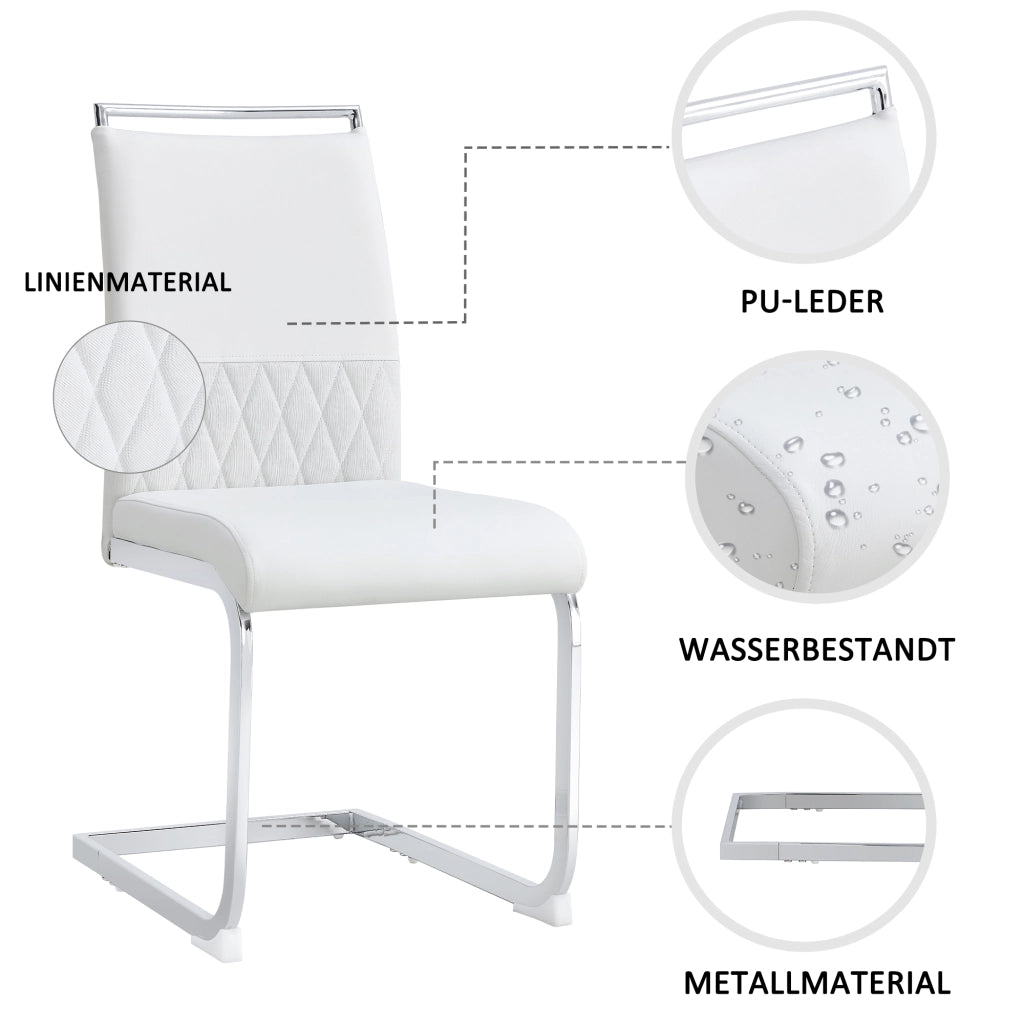 SEDIA ergonomica 42x48x95 cm bianco con schienale in PU e lino