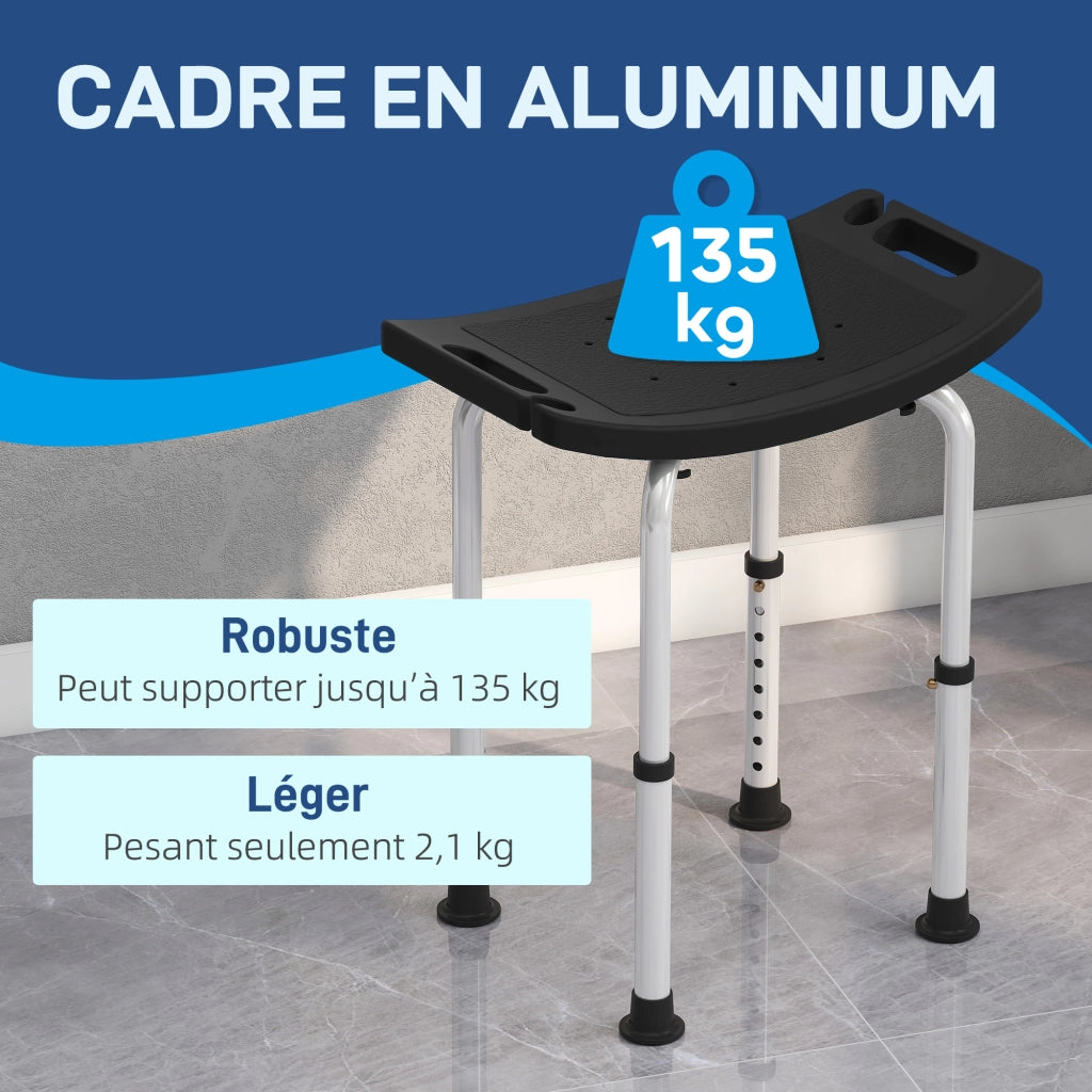 Sgabello da doccia regolabile per anziani e disabili ¨C zephmum ¨C nero