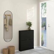 Scarpiera Turchese, Mobile portascarpe, Armadio da ingresso multiuso, Mobiletto per calzature, 70x17 h85 cm, Nero