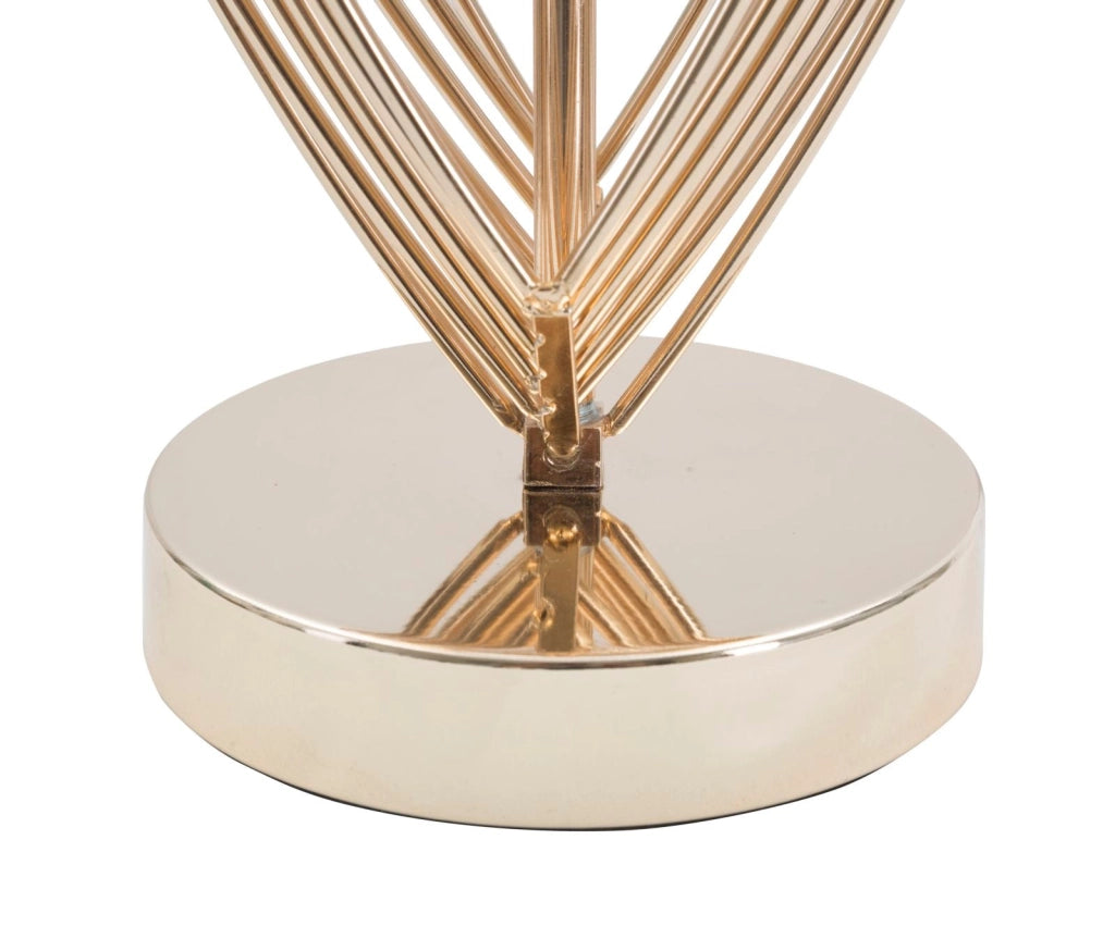 Lampada da Tavolo Maxt Ø24x44 cm in Ferro Carta e Tessuto Oro e Nero