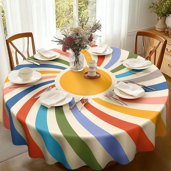 Tavolo Esterno Rond Respingente 150, Copertura per Tavolo da Giardino Resistente all'Acqua con Fiori Copertura per Tavolo in Poliestere Acqua-Resistente per Esterno Tavolo per Giardino Tavolo da Cucina Tavolo da Pranzo Decorazione di Giardino