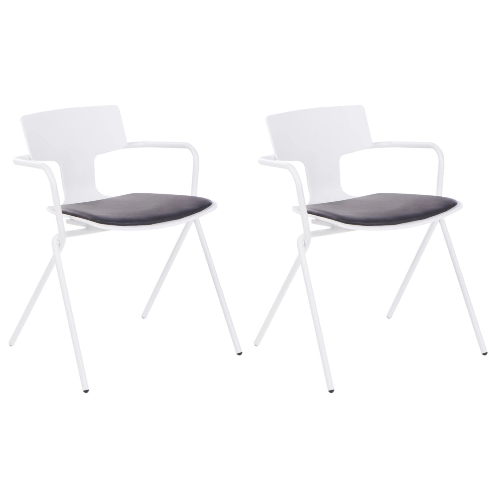 Set di 2 sedie da pranzo in plastica nera con cuscino nero stile moderno