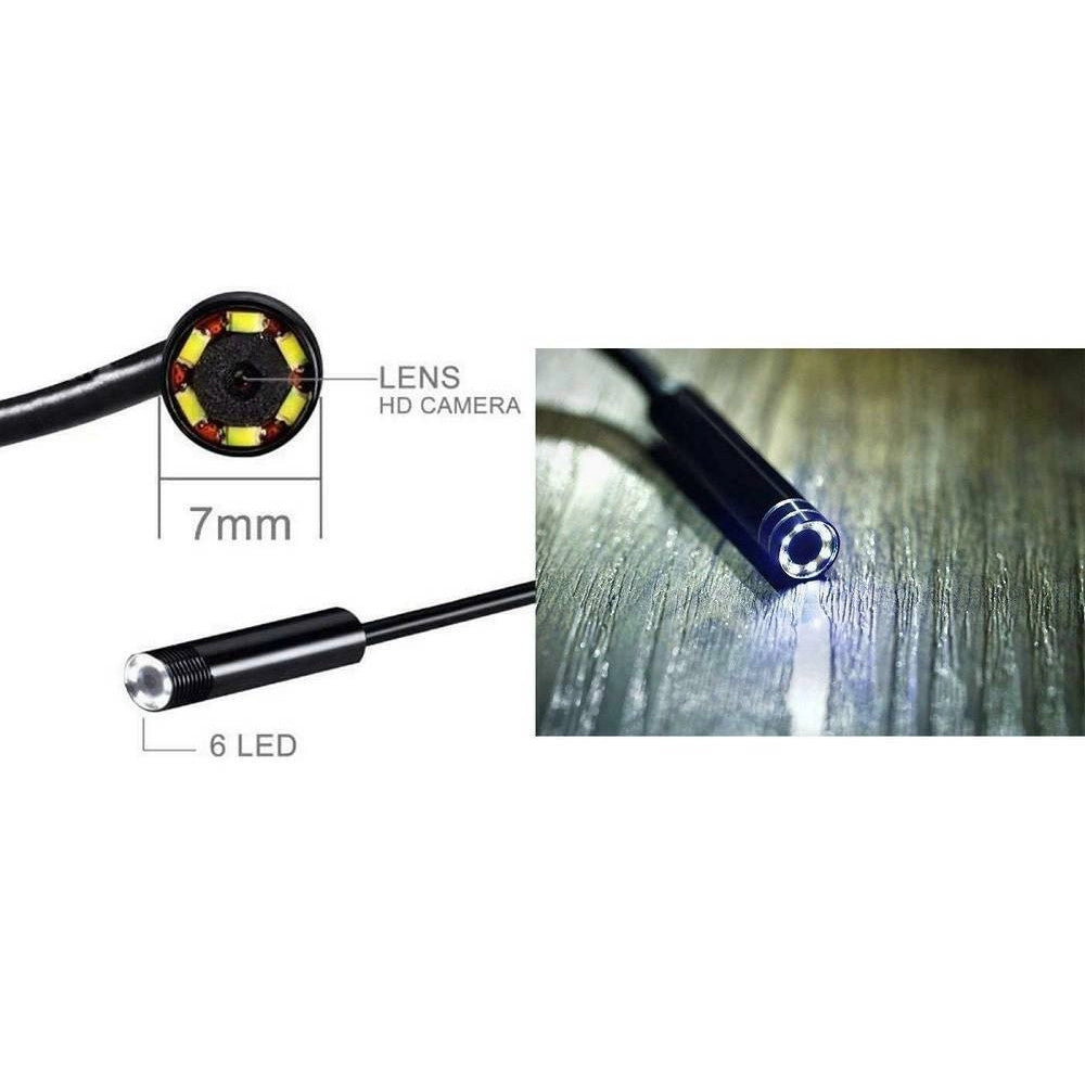 Trade Shop - Telecamera Endoscopica 2 Metri Tubo Flessibile Usb 6 Led Impermeabile Ispezione -