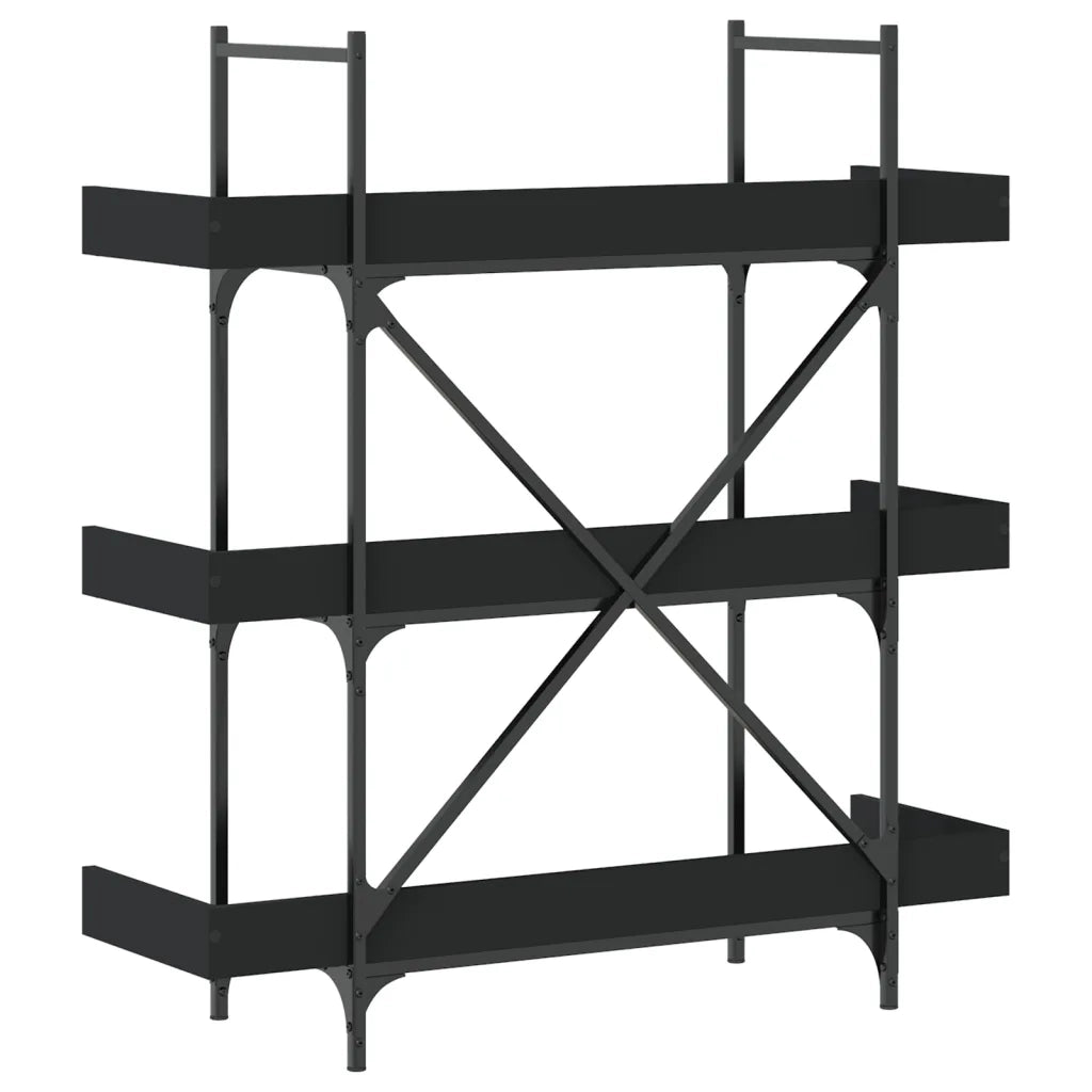 Libreria a 3 Ripiani-Scaffale per Libri-Mobile di Stoccaggio Nera 100x33x108,5 cm in Legno Multistrato