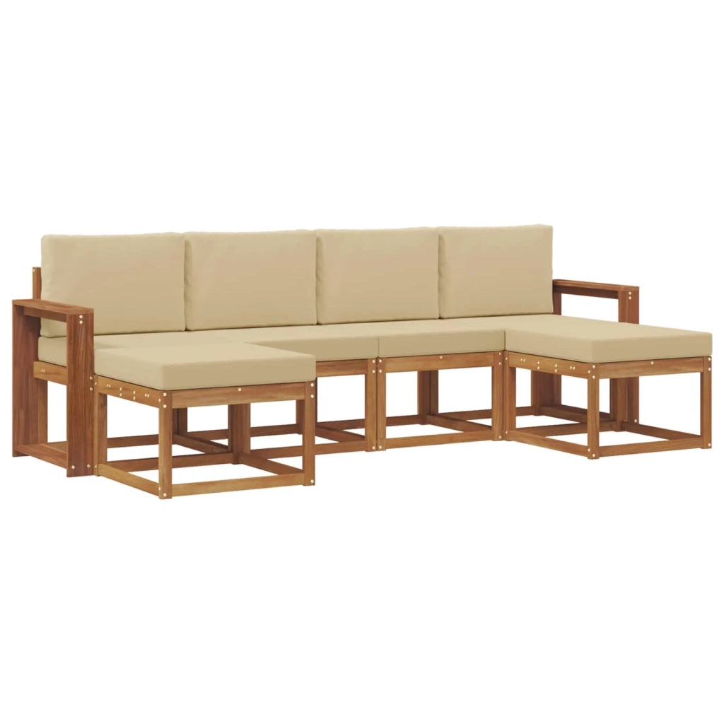 Set di divani da esterno con cuscino 6 pcs Naturale e Beige