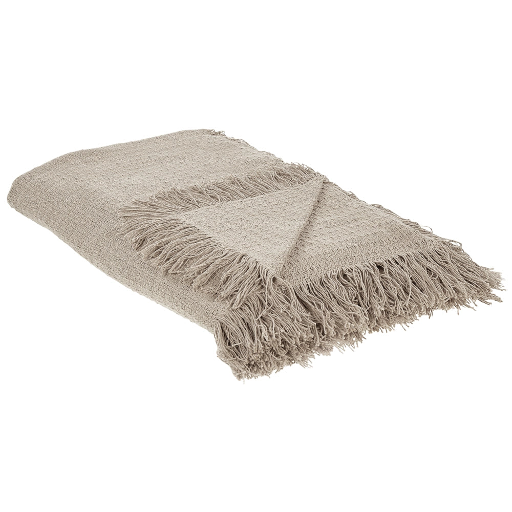 Copriletto tortora in tessuto di cotone 200 x 220 cm con frange Coperta decorativa Biancheria da letto design classico Camera da letto