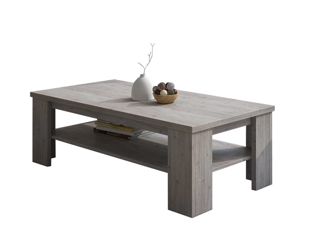 Carlazzo, Tavolino da Salotto un Vano, 130x67x41h cm Grigio Rovere Grigio