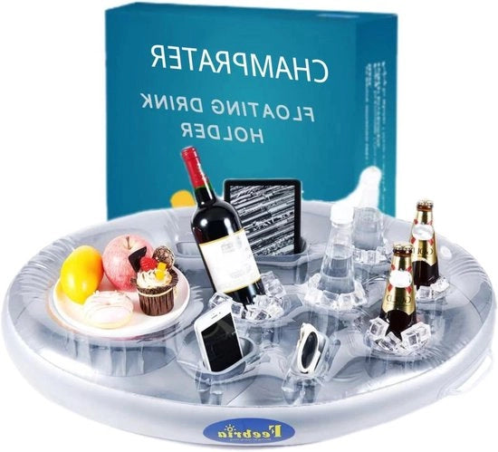 Bicchieriera gonfiabile grande per piscina - Contenitore trasparente per snack, frutta e bibite - Ideale per feste in piscina e giornate al mare