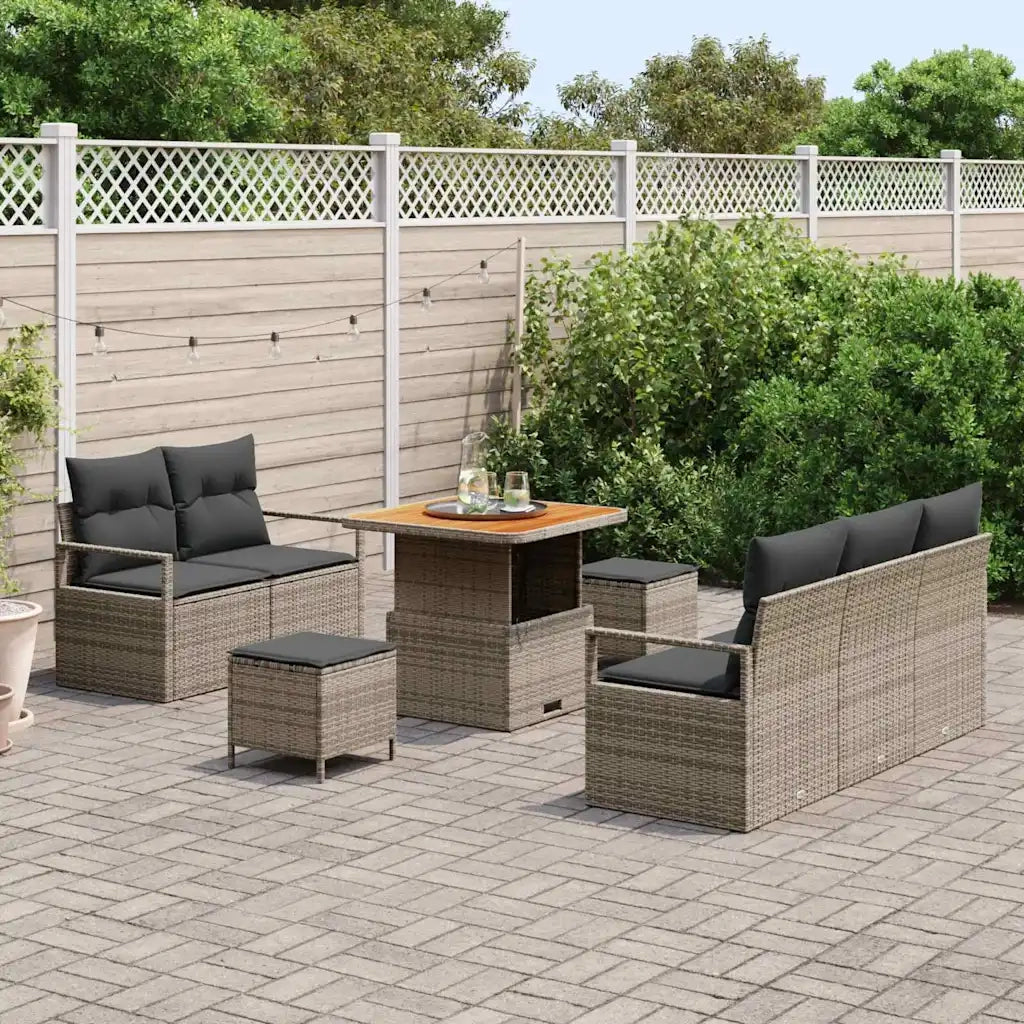 Set Divano da Giardino con cuscino 8 pcs Grigio 3364418