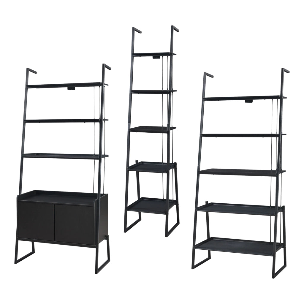 Set Storfjord Composto di 3 Scaffali a Scala - Nero [en.casa]