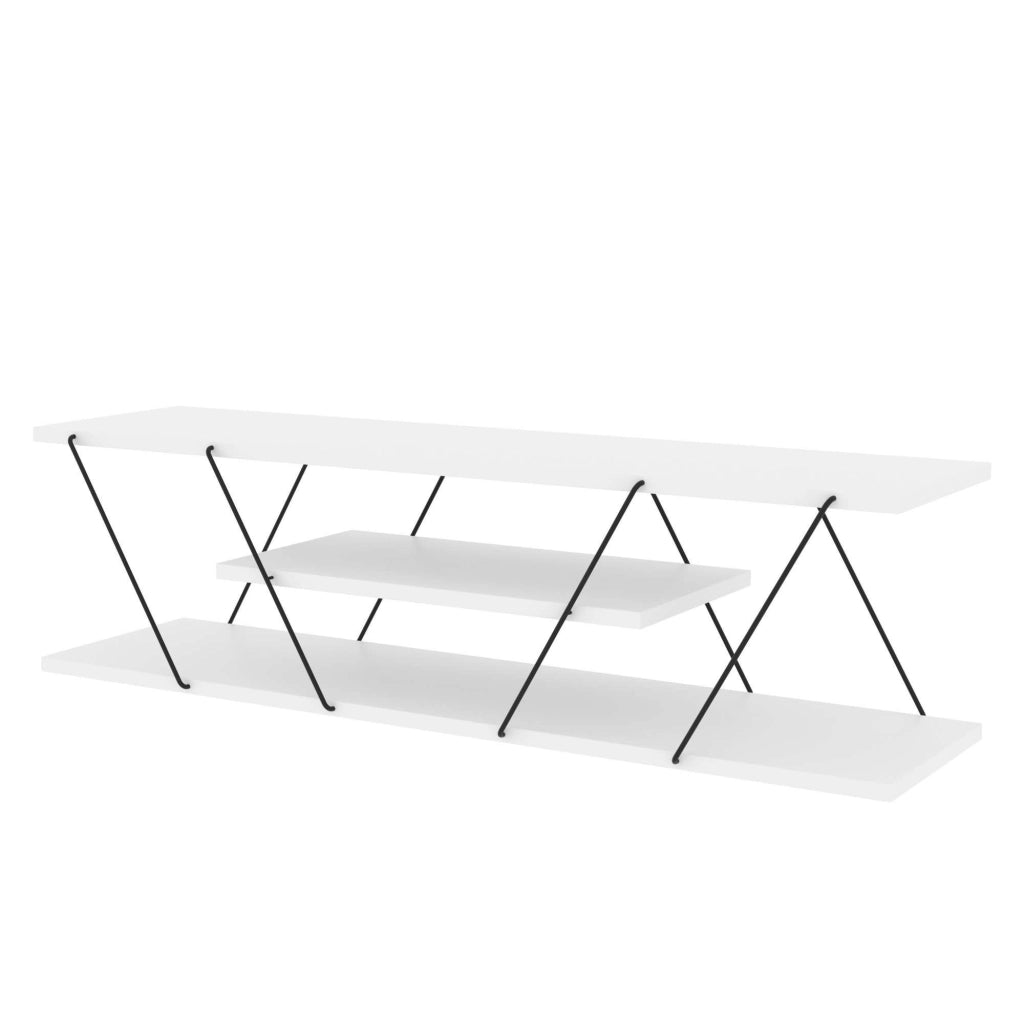 Mobile TV in legno "April" - 120 x 30 x 33 cm - Bianco/Nero