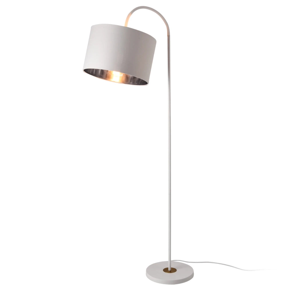Lampada da terra moderna design in metallo e tessuto 173 cm bianco 03_0005251