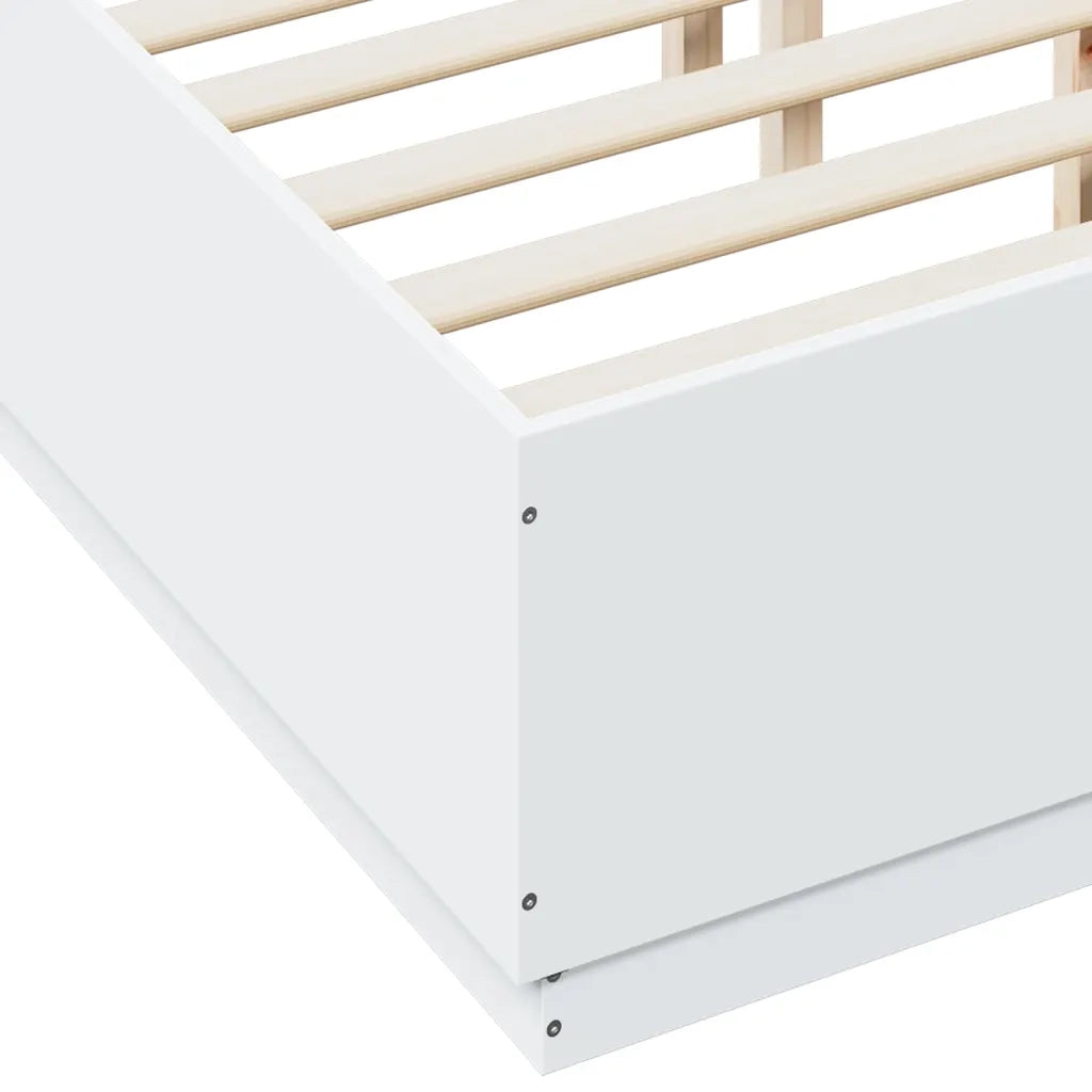Giroletto con Luci LED-Struttura Letto Bianco 135x190 cm in Legno Multistrato 800979