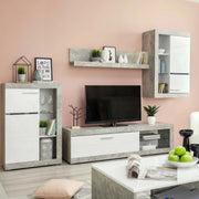Mobile Soggiorno Dongo, Parete Attrezzata 10 Ripiani, 266.5x41.5x186h cm Bianco