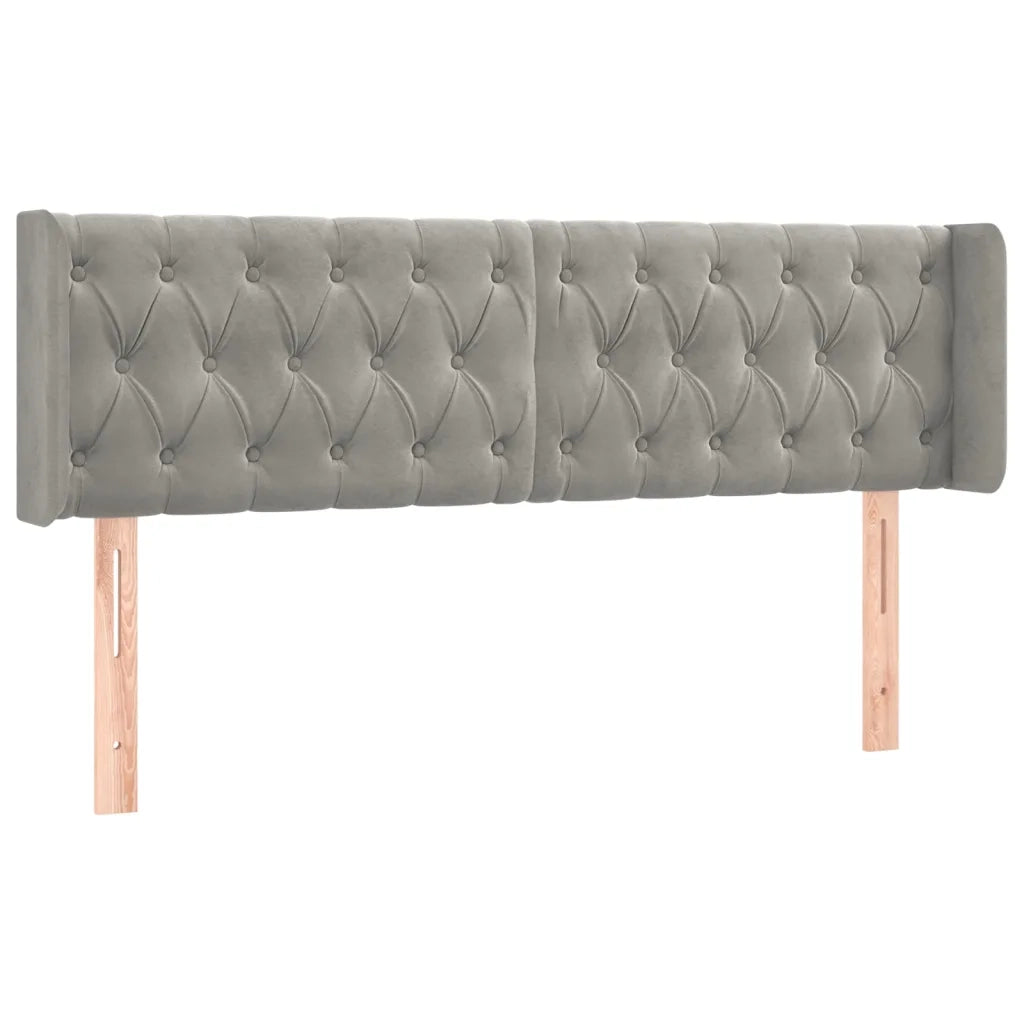 Testiera ad Orecchio-Testata del letto Grigio Chiaro 163x16x78/88 cm in Velluto