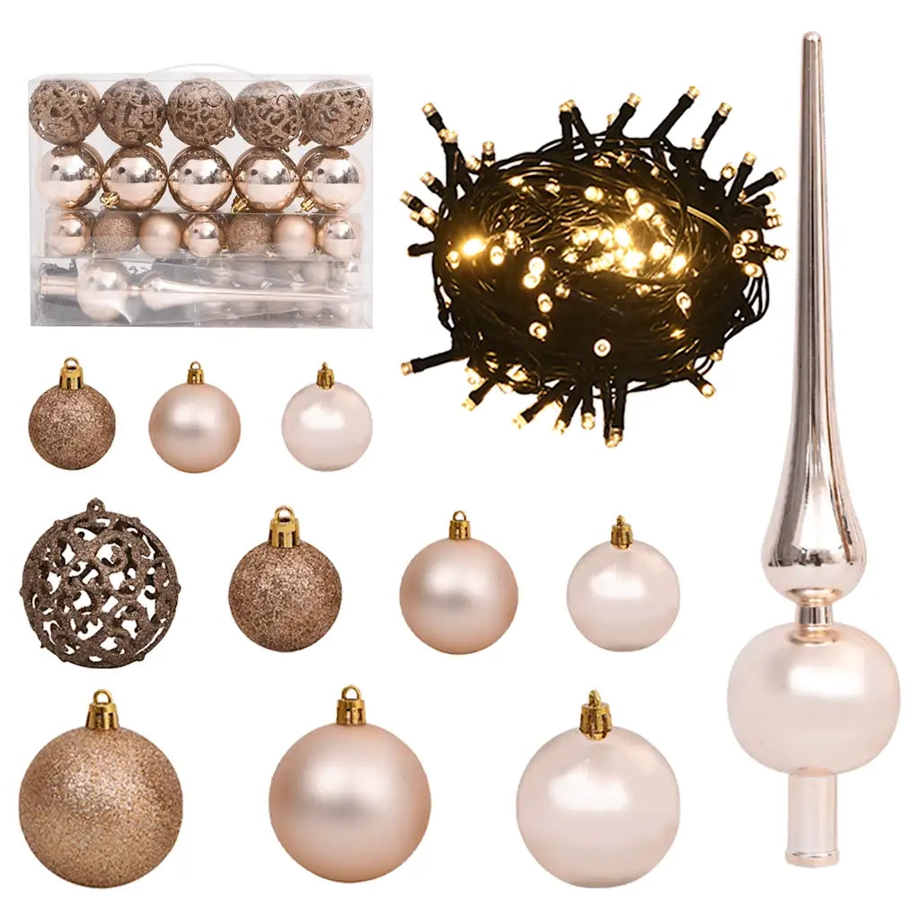 Albero Natale Incernierato con 150 LED e Palline 150 cm 3210098