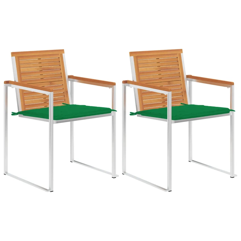 Sedie da Giardino 2 pz con Cuscini in Legno Acacia e Acciaio cod mxl 75813