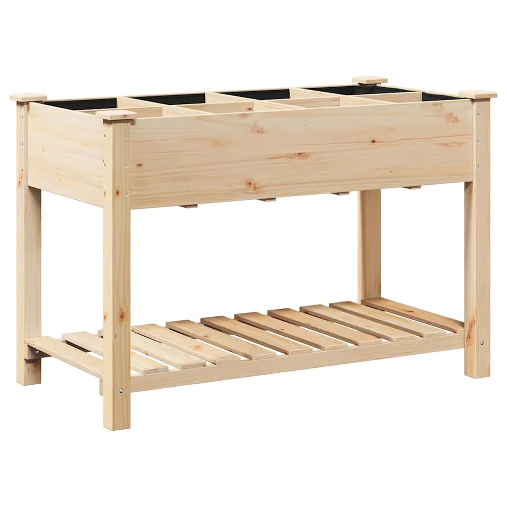Fioriera da giardino minimalista con ripiano 115 x 59 x 76 cm in legno di abete beige 02_0058852