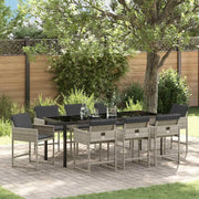 Set da Pranzo per Giardino 9 pcs Grigio chiaro polyrattan 3380027