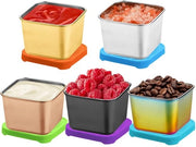 Set di contenitori per salse in acciaio inossidabile da 5 - Ciotole da 200 ml - Coperchi ermetici - Coperchi in silicone - Riciclabili - Ideali per la scatola di picnic e il picnic - Ciotole per salse