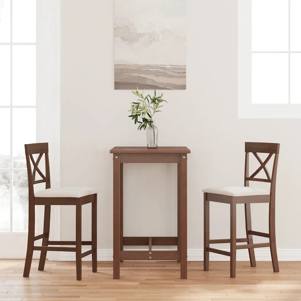 Sgabelli da Bar con Cuscini 2pz Marrone Legno Massello di Hevea 4102547