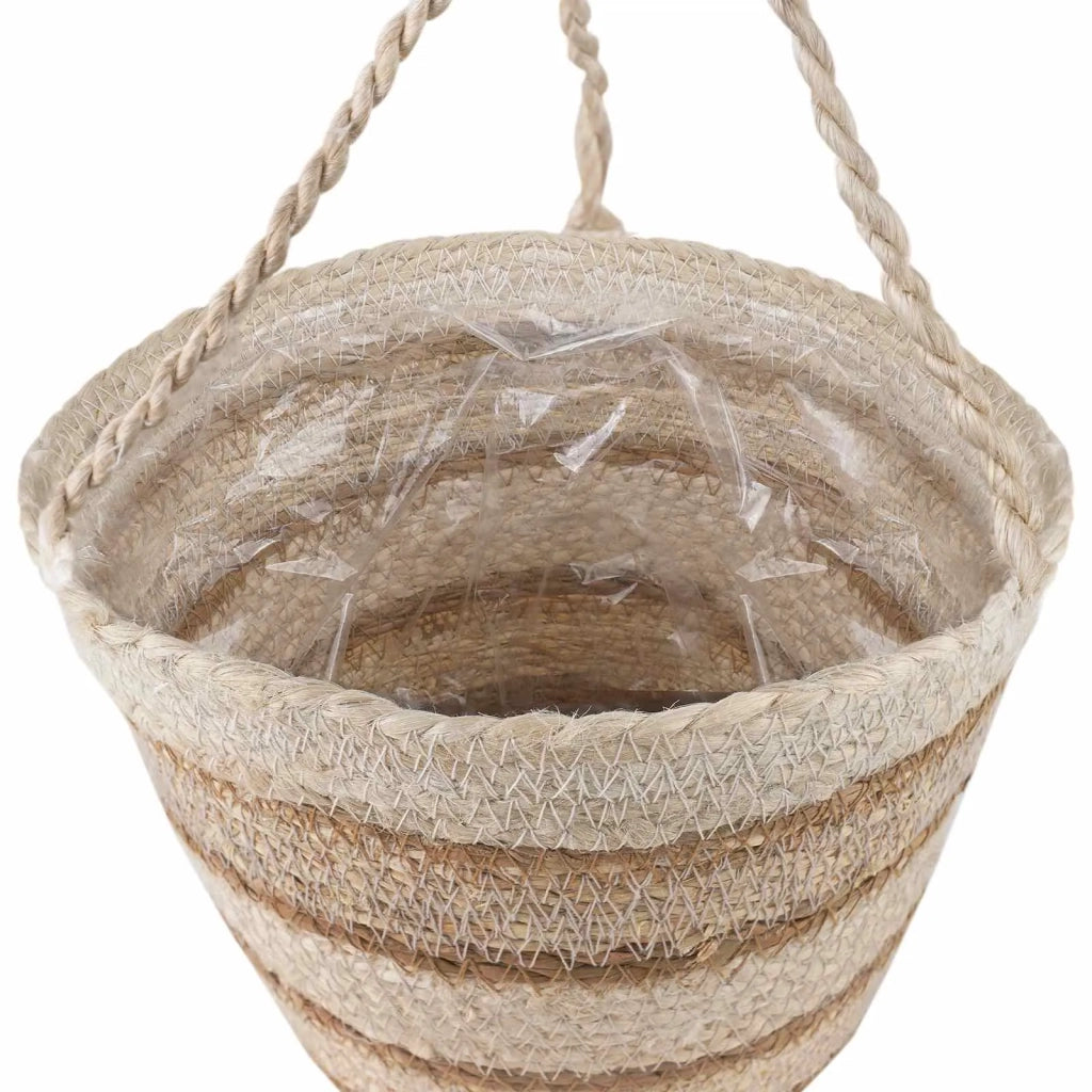 Cesti per piante in erba marina 3 pcs Naturale, Bianco e Beige 42012253