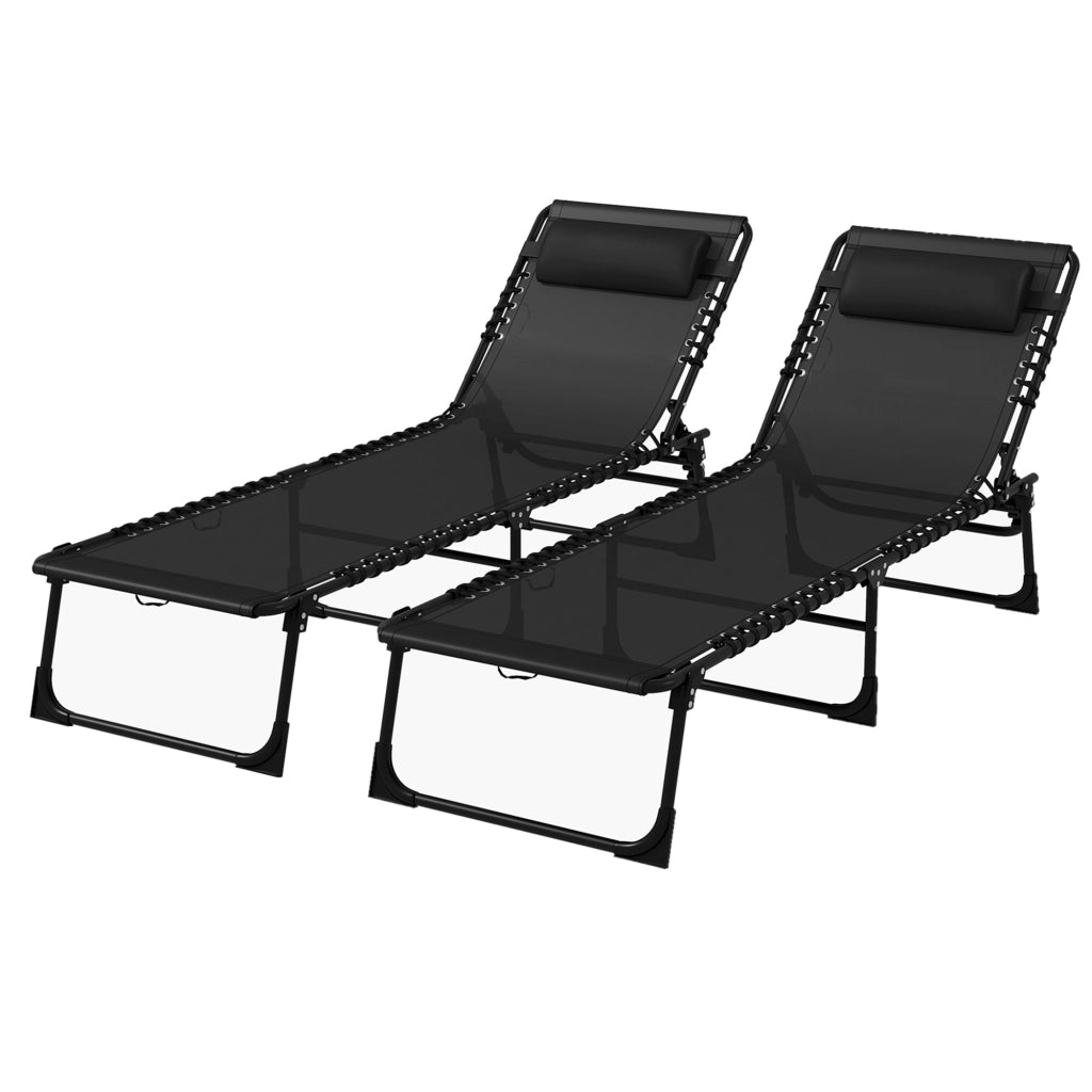 Lettino da sole pieghevole 2 pezzi ¨C zephmum ¨C nero textilene acciaio