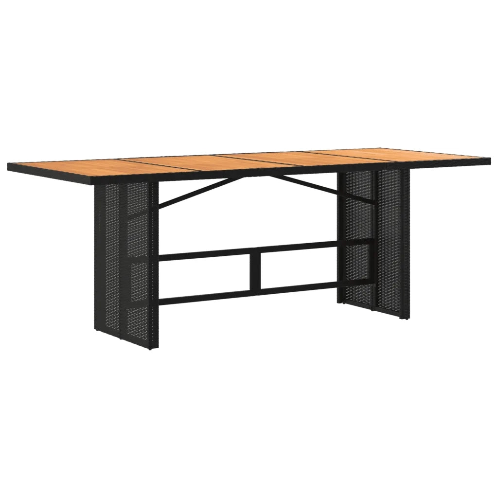 Tavolo Giardino | Tavolino da esterno Piano Legno Acacia Nero 190x80x75 cm Polyrattan