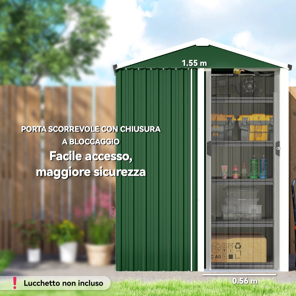 Casetta da Giardino in Acciaio ¨C zephmum ¨C Verde 136x87x179 cm