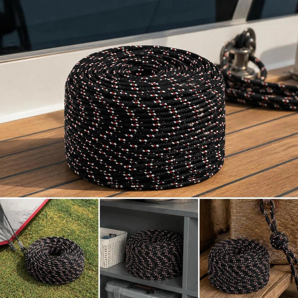 Boat Rope, Black, 10 Mm, 25 M, Polypropylene