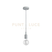 GSO085- PENDENTE FLIP CAVO IN STOFFA E ROSONE GRIGIO CEMENTO 1 LUCE ATTACCO E27 D.4,6CX6,9M