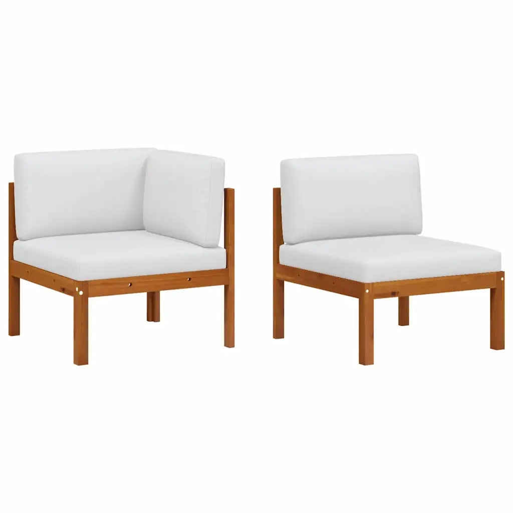 Salotto da Giardino-Set da giardino 2 pezzi con cuscini in legno di acacia e corda
