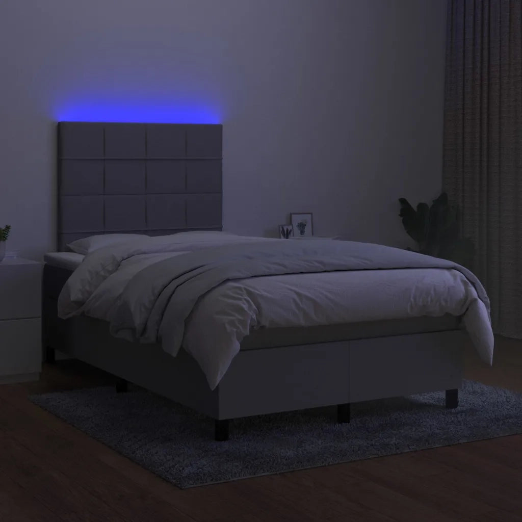 Letto a Molle Materasso e LED Grigio Chiaro 120x200 cm Tessuto 3134861
