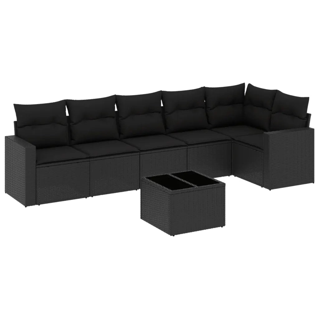 Set Divani da Giardino con Cuscini 7pz Nero Polyrattancod mxl 89999