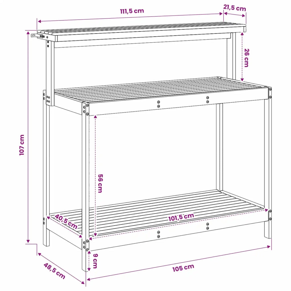 Banco da Giardinaggio Esterno 111,5 x 48,5 x 107 cm Naturale 903086