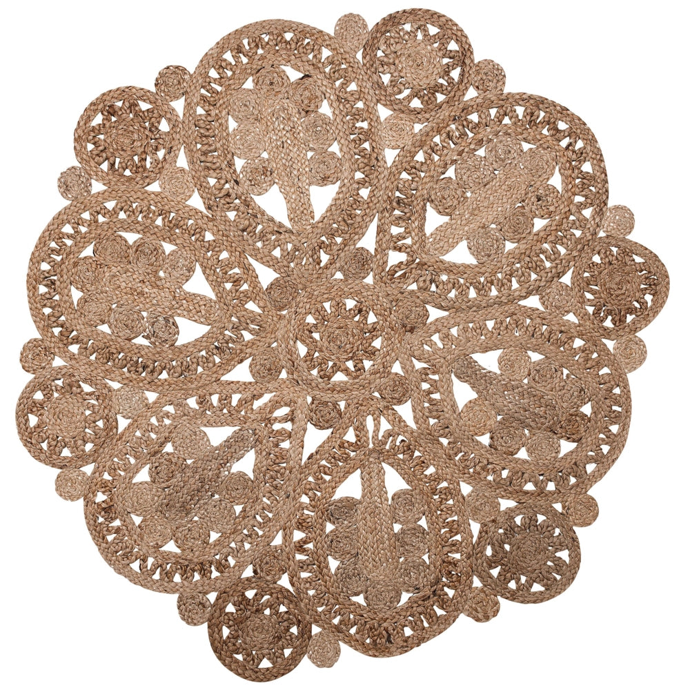 Tappeto tappetino Iuta Beige Rotondo Rustico Soggiorno ø 120 cm