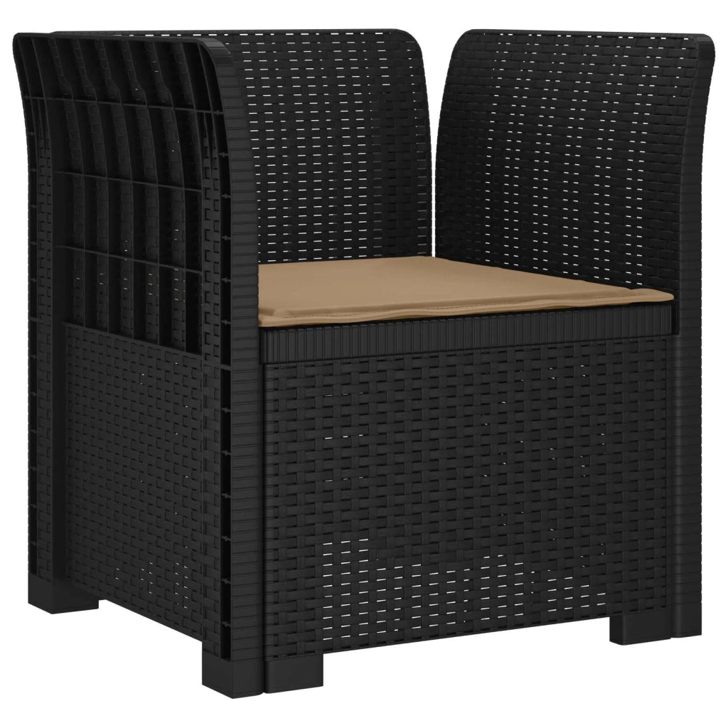Sedia da giardino-Poltrona a 1 Posto con Cuscino Aspetto Rattan PP Antracite 725012