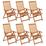 Sedie da Giardino Pieghevoli 6 pz con Cuscini Massello Acacia 3064124