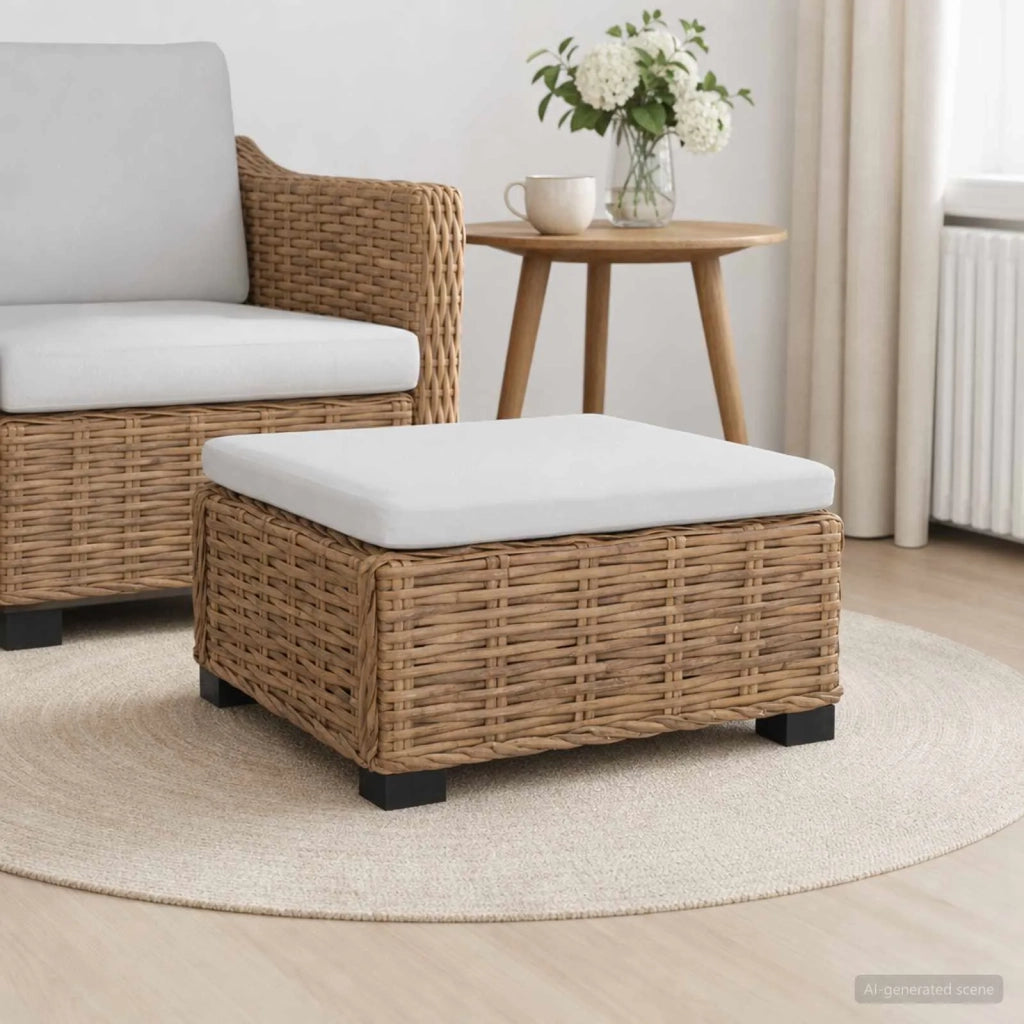 Poggiapiedi con Cuscino GENDT Rattan naturale Naturale 42034394