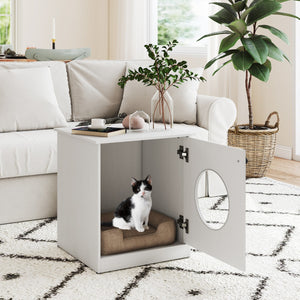 Contenitore per lettiera per gatti toilette nascosta per gattini, Casa per animali da interno Bianco-Alberi Tiragraffi