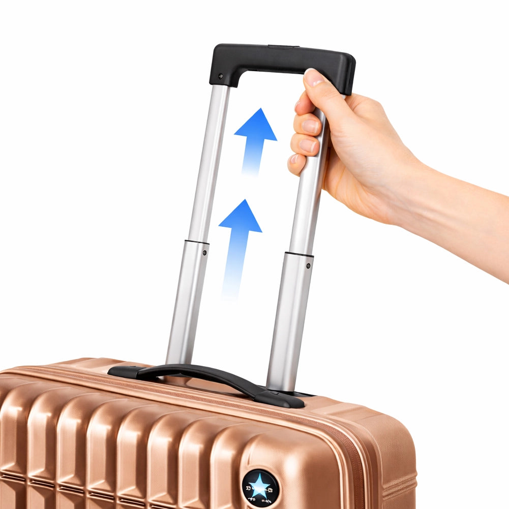 Set 3+1 Valigie e Beauty Case da Viaggio Oro Rivestimento Rigido e Resistente