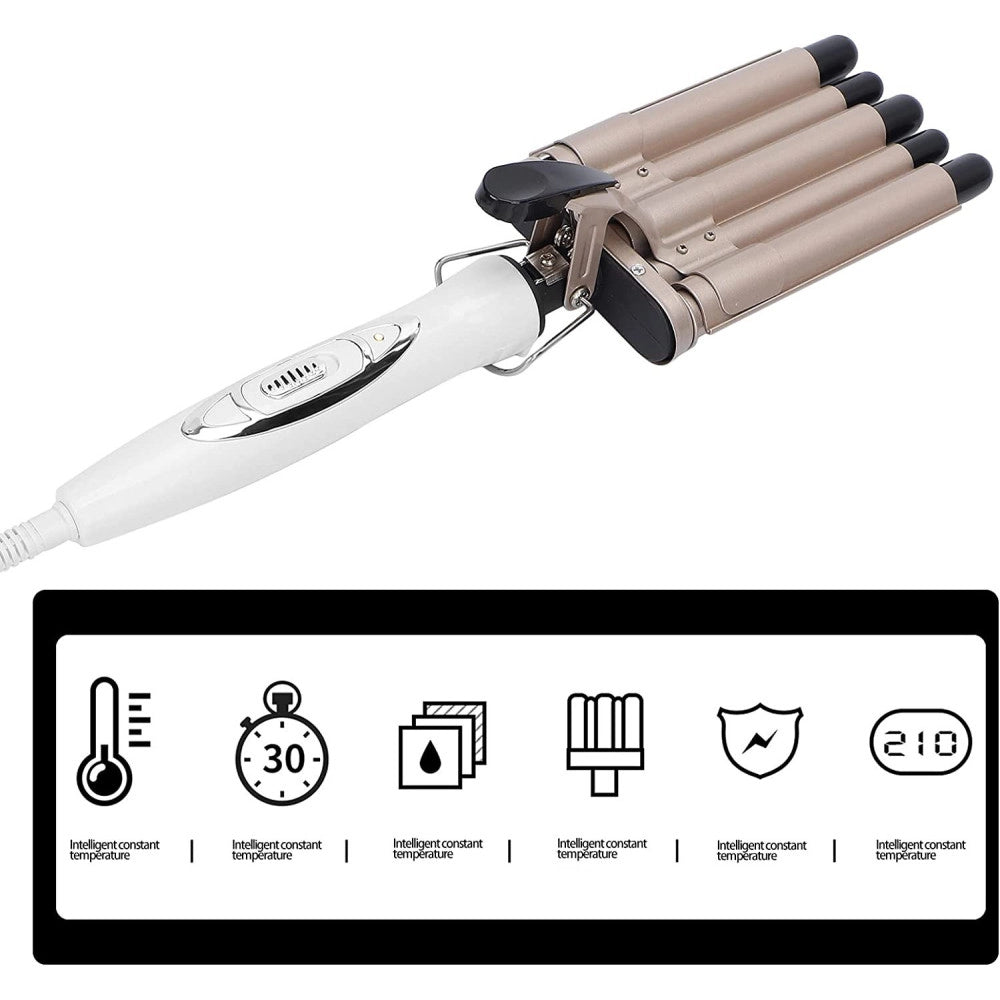 Trade Shop - Piastra Arricciacapelli Ondulati Mossi 5 Tubi Professionale Diametro 30mm Q-m28 -