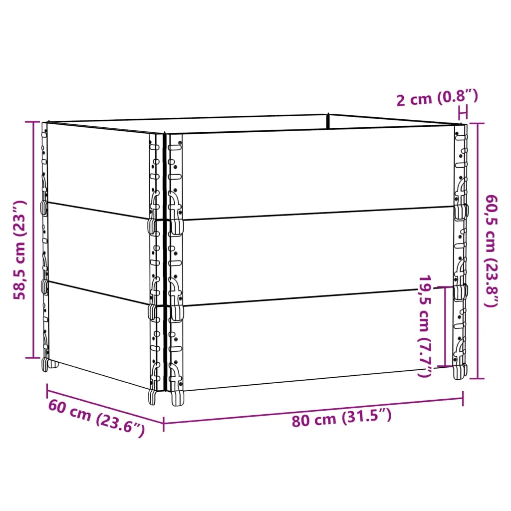 Vassoio per fioriera aiuola rialzata piante fiori terrazza giardino 80 x 60 cm legno massello di pino marrone 02_0037875