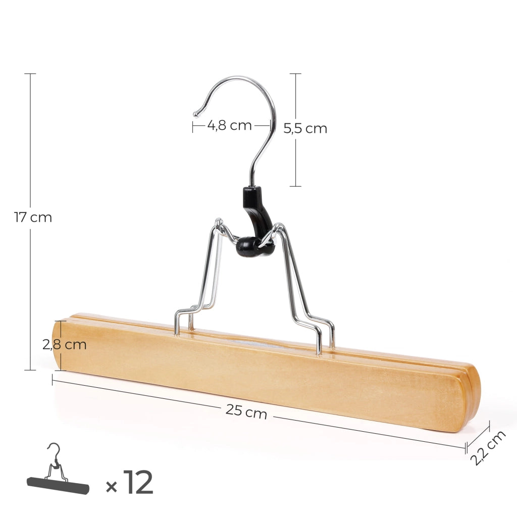 Grucce per pantaloni in legno VALORA con inserto antiscivolo x12 - CRW007-12