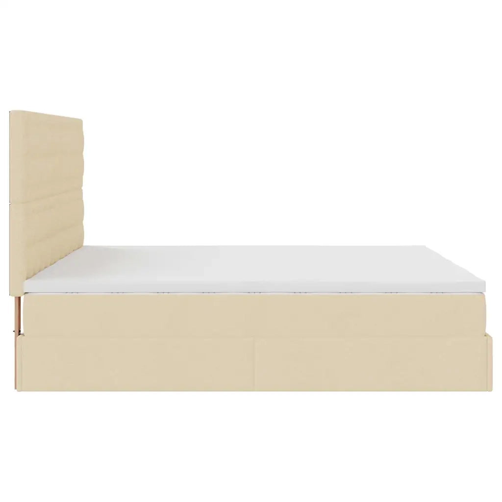 Struttura Letto Pouf con Materassi Crema 160x200 cm in Tessuto 3314581